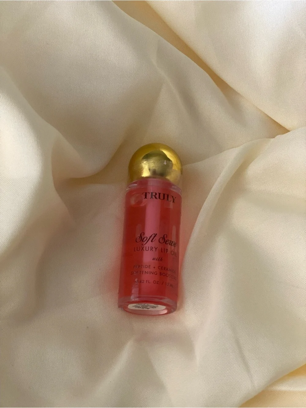 TRULY Soft Serve Luxury Lip Oil — Pink with Gold Cap